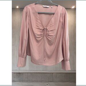 Rebecca Taylor Blush Pink Ruched Front Blouse – 100% Tencel – Size S